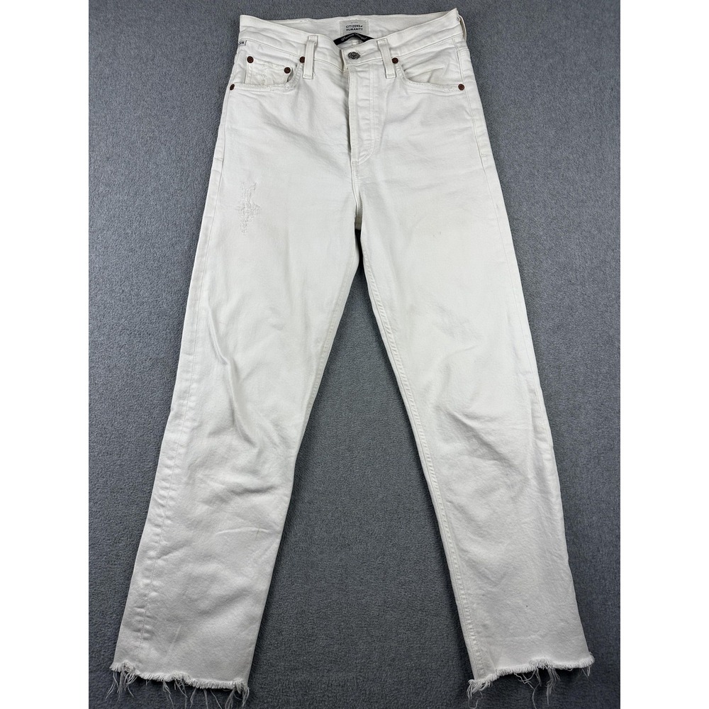 Citizens of Humanity Jeans Womens 24 White Button Fly Raw Hem Stretch 1885-1377